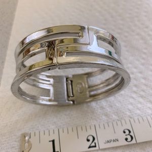 Lia Sofia silver tone hinged bangle